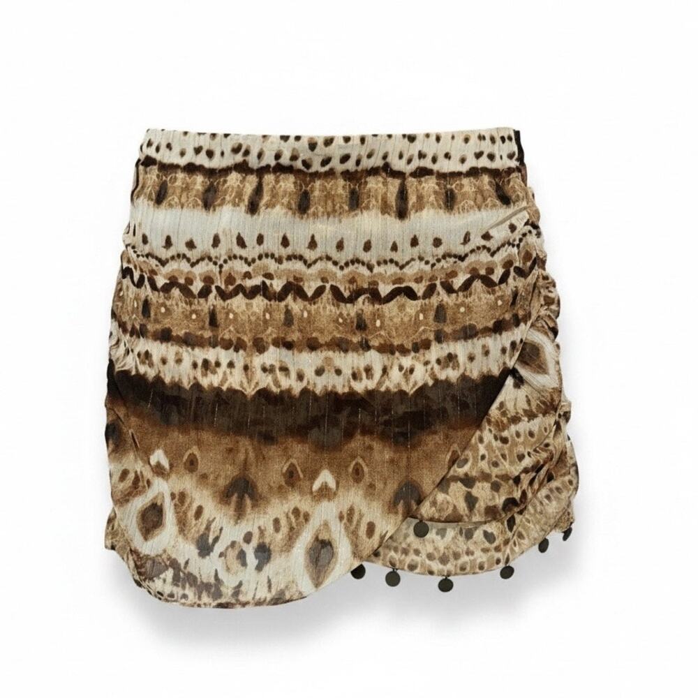 Zara Animal Print Mini Skirt Shimmer Medium Vacation Resort Cover Up Western